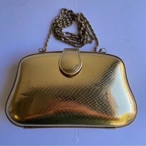 Andre Cellini Vintage Mini metallic hardcover evening handbag gold shoulder bag